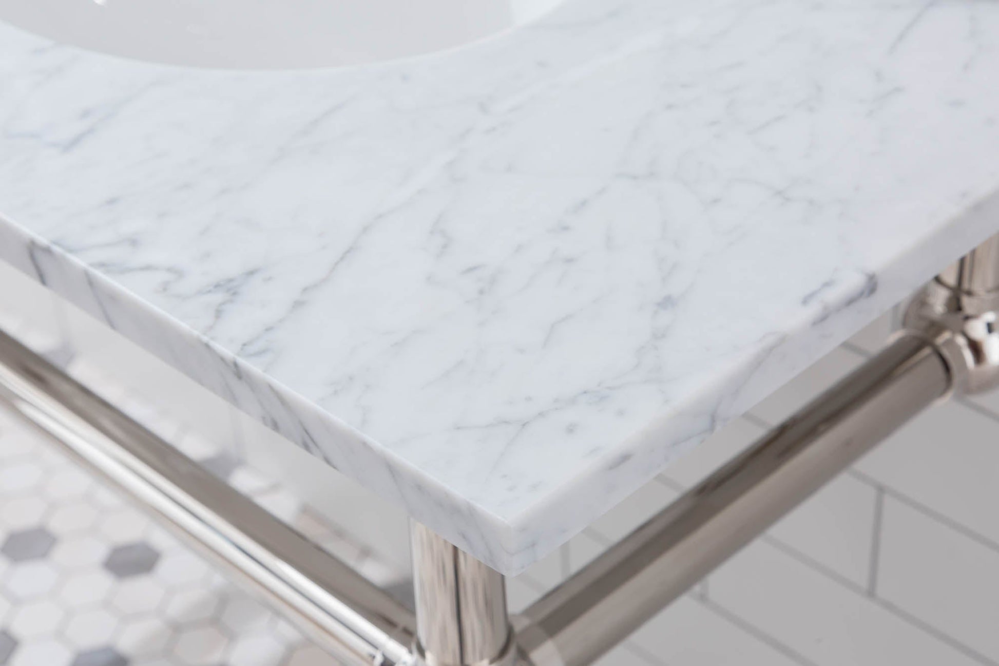 Water Creation EB60E-0512 EMBASSY 60"W x 34"H  Double Washstand , P-Trap, Countertop with Sink, F2-0012 Faucet and Mirror included, in Polished Nickel Finish