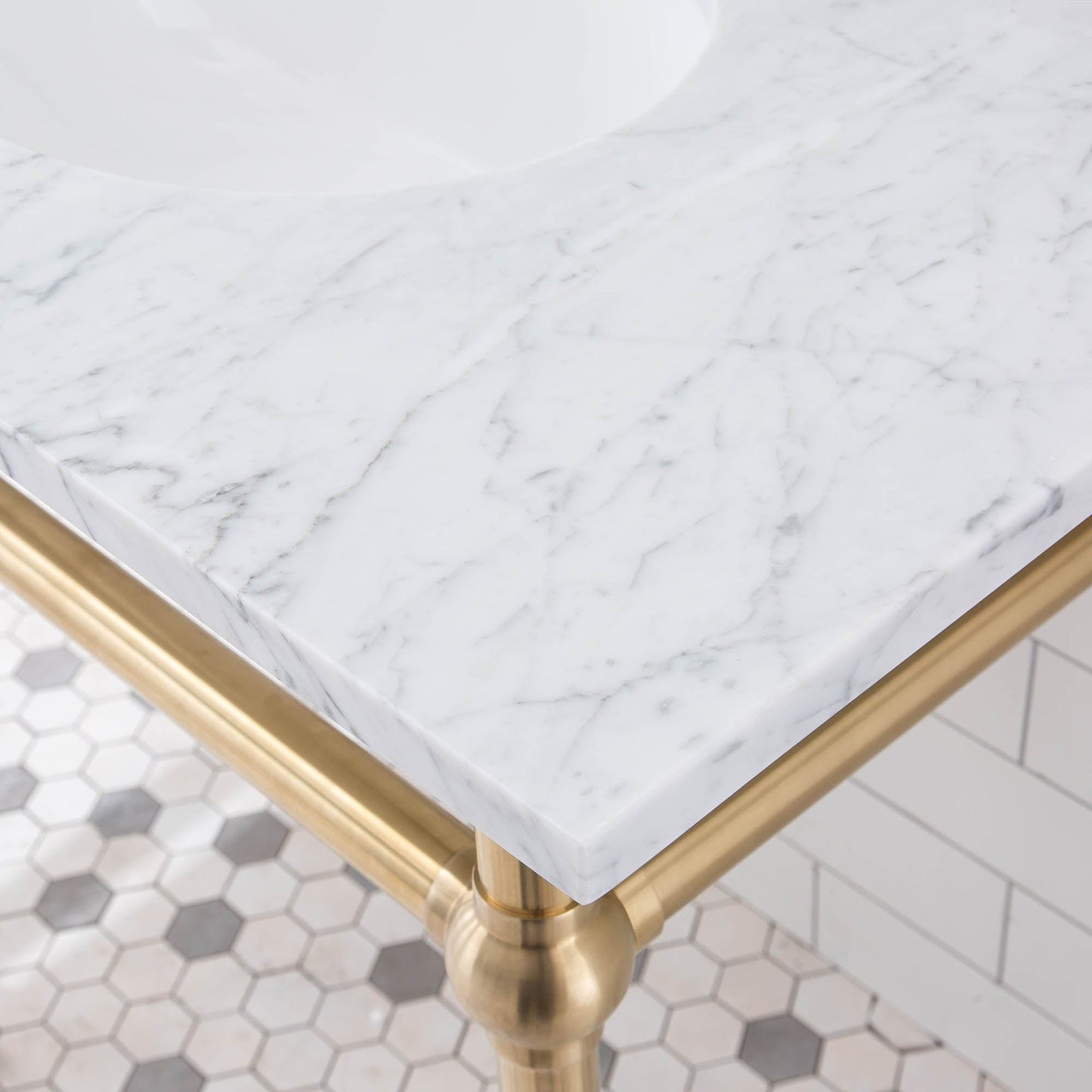 Water Creation EB60E-0612 EMBASSY 60"W x 34"H Double Washstand , P-Trap, Countertop with Sink, F2-0012 Faucet and Mirror included, in Satin Gold Finish