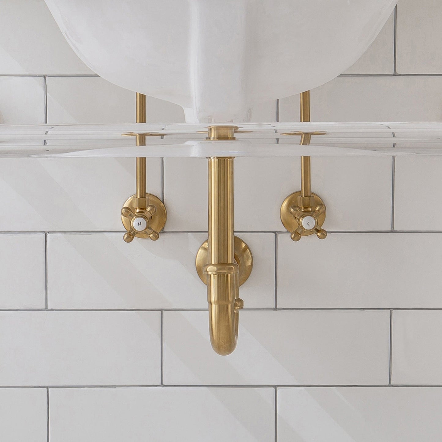 Water Creation EB72D-0613 EMBASSY 72"W x 34"H Double Washstand , P-Trap, Countertop with Sink, and F2-0013 Faucet included, in Satin Gold Finish