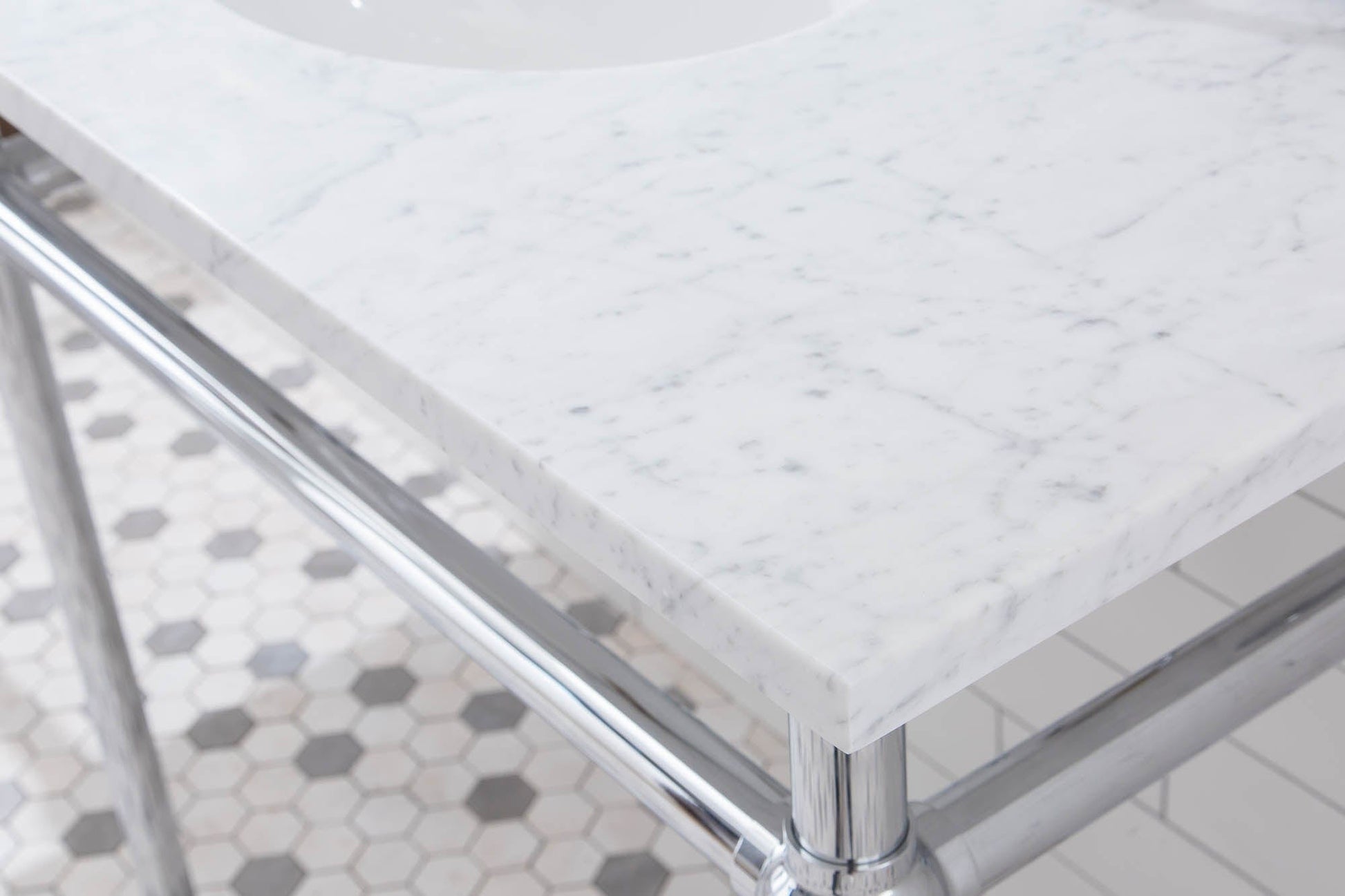 Water Creation EB72E-0112 EMBASSY 72"W x 34"H  Double Washstand , P-Trap, Countertop with Sink, F2-0012 Faucet and Mirror included, in Chrome Finish