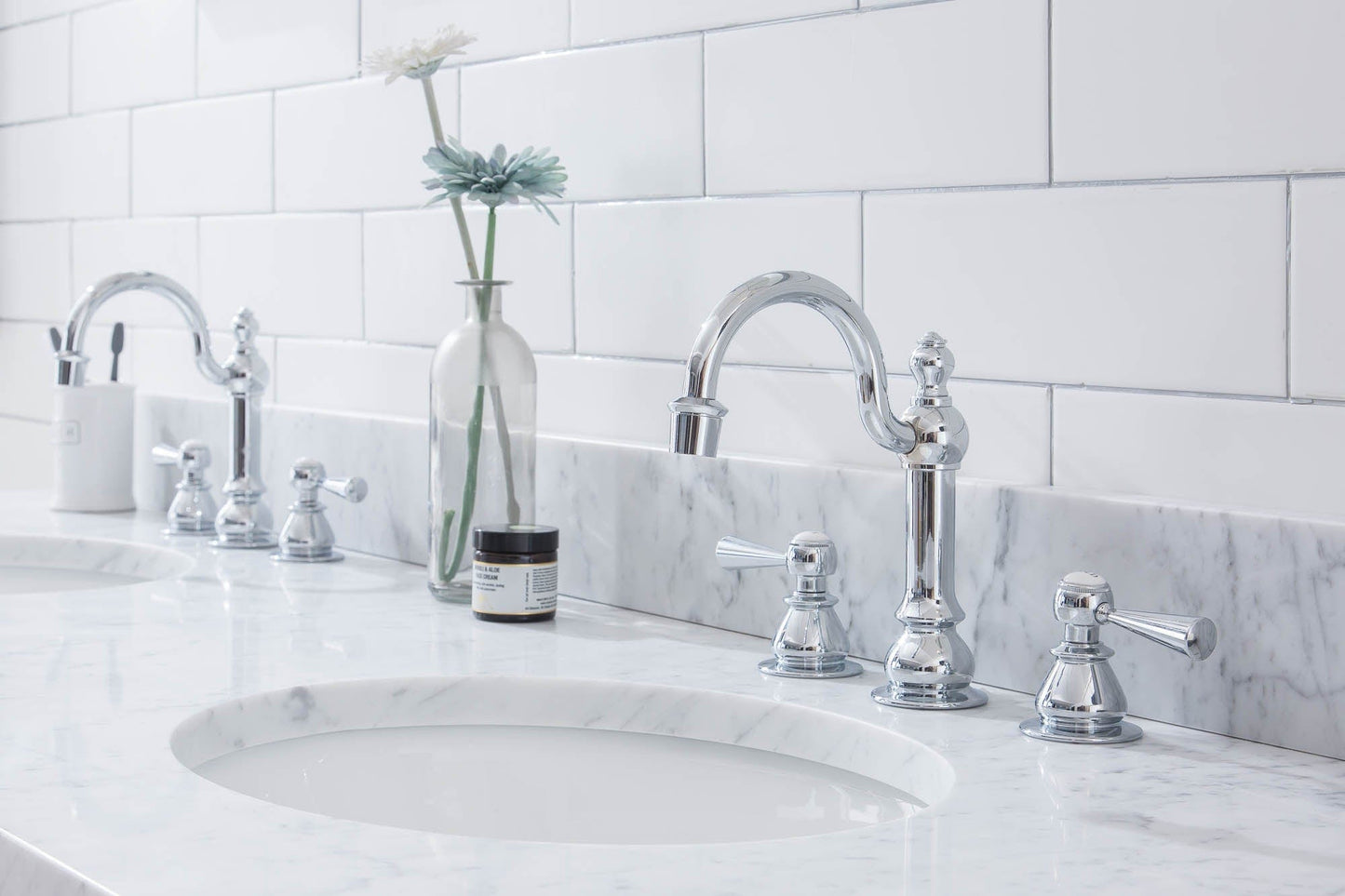Water Creation EB72E-0112 EMBASSY 72"W x 34"H Double Washstand , P-Trap, Countertop with Sink, F2-0012 Faucet and Mirror included, in Chrome Finish