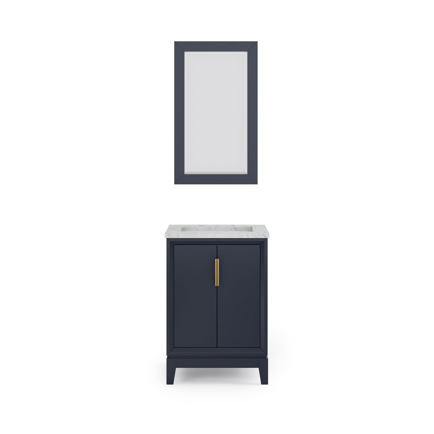 Water Creation EL24CW06MB-R21000000 ELIZABETH 24"W x 34.25"H Monarch Blue Single-Sink Vanity with Carrara White Marble Countertop + Mirror