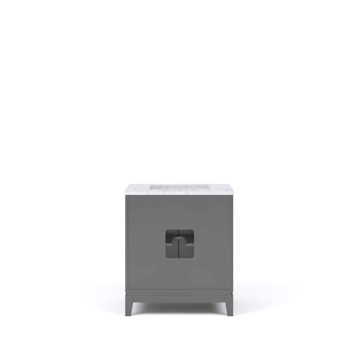 Water Creation EL30CW03CG-R21TL1203 ELIZABETH 30"W x 34.25"H Cashmere Gray Single-Sink Vanity with Carrara White Marble Countertop + Faucets & Mirror (F2-0012-03-TL)