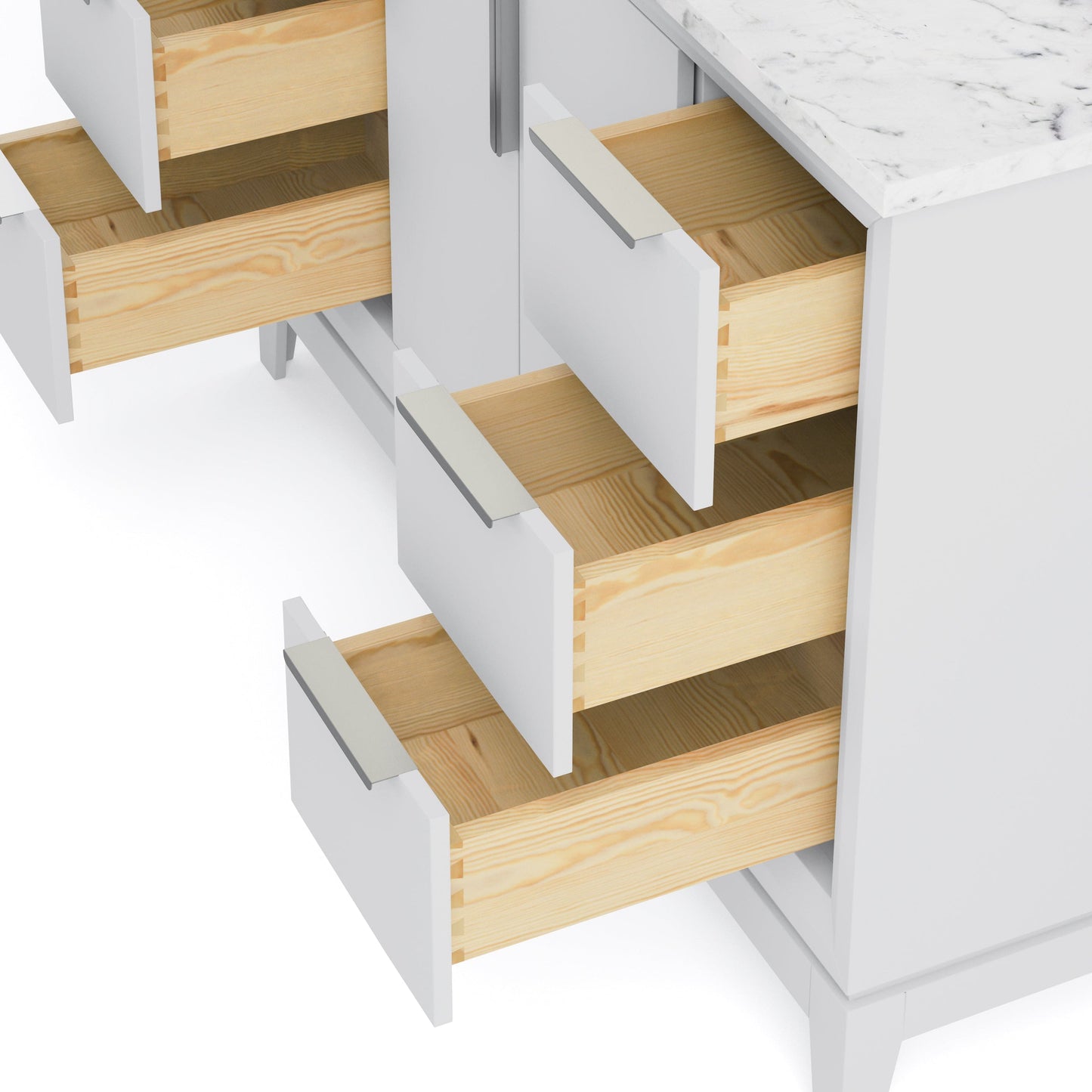 Water Creation EL48CW01PW-R21BX0901 ELIZABETH 48"W x 34.25"H Pure White Single-Sink Vanity with Carrara White Marble Countertop + Faucets & Mirror (F2-0009-01-BX)