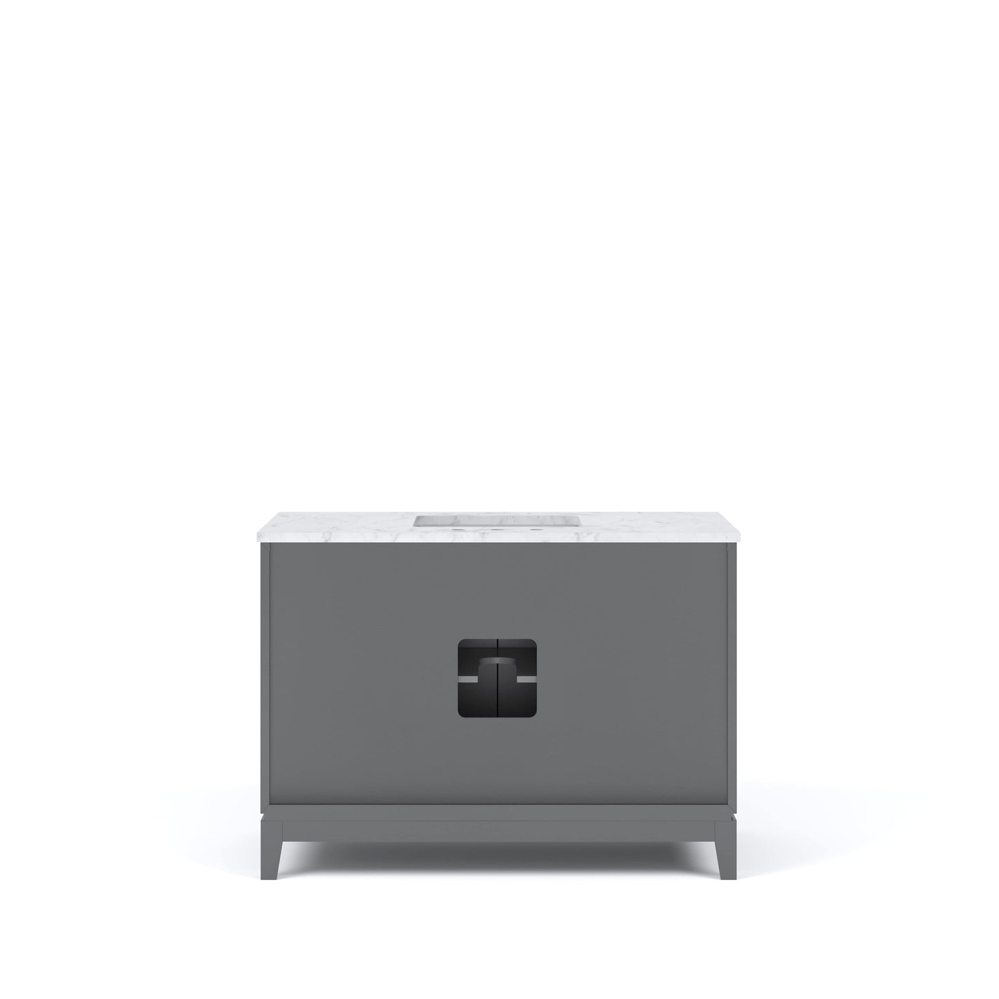 Water Creation EL48CW03CG-R21BX0903 ELIZABETH 48"W x 34.25"H Cashmere Gray Single-Sink Vanity with Carrara White Marble Countertop + Faucets & Mirror (F2-0009-03-BX)