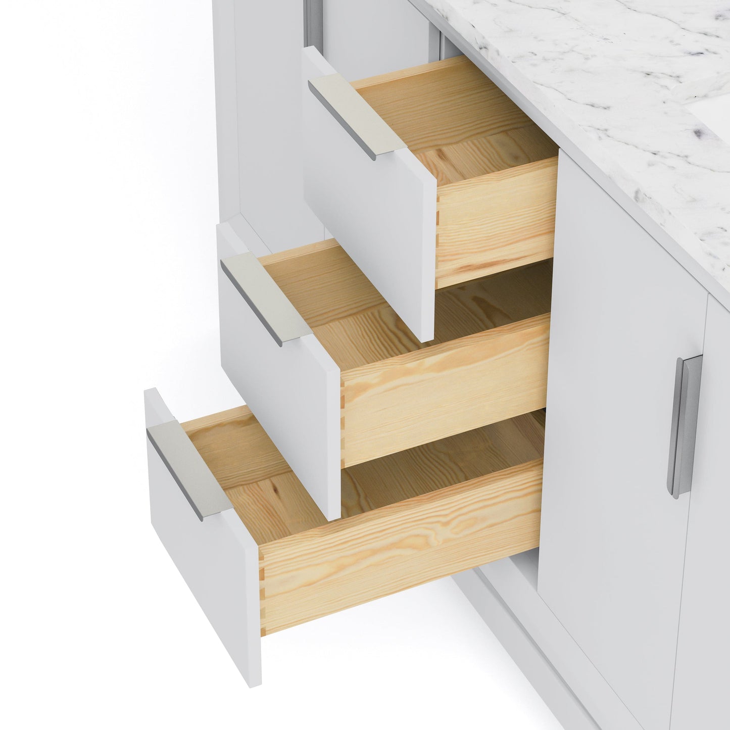 Water Creation EL60CW01PW-000TL1201 ELIZABETH 60"W x 34.25"H Pure White Double-Sink Vanity with Carrara White Marble Countertop + Faucets (F2-0012-01-TL)