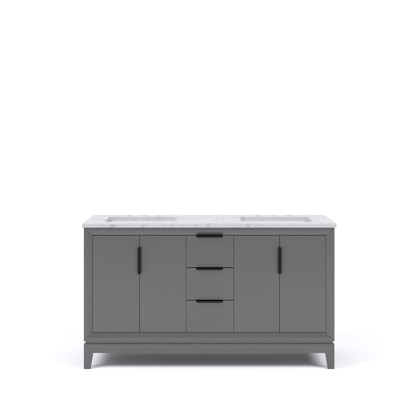 Water Creation EL60CW03CG-000000000 ELIZABETH 60"W x 34.25"H Cashmere Gray Double-Sink Vanity with Carrara White Marble Countertop (Vanity Only)