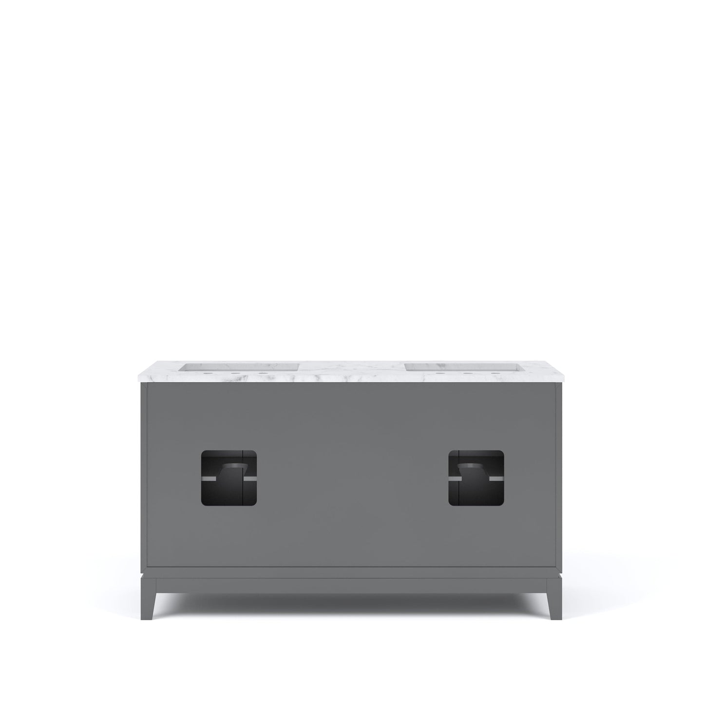 Water Creation EL60CW03CG-R21BX0903 ELIZABETH 60"W x 34.25"H Cashmere Gray Double-Sink Vanity with Carrara White Marble Countertop + Faucets & Mirror (F2-0009-03-BX)