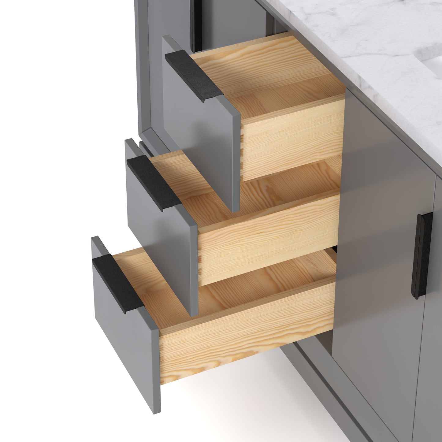 Water Creation EL60CW03CG-R21BX0903 ELIZABETH 60"W x 34.25"H Cashmere Gray Double-Sink Vanity with Carrara White Marble Countertop + Faucets & Mirror (F2-0009-03-BX)