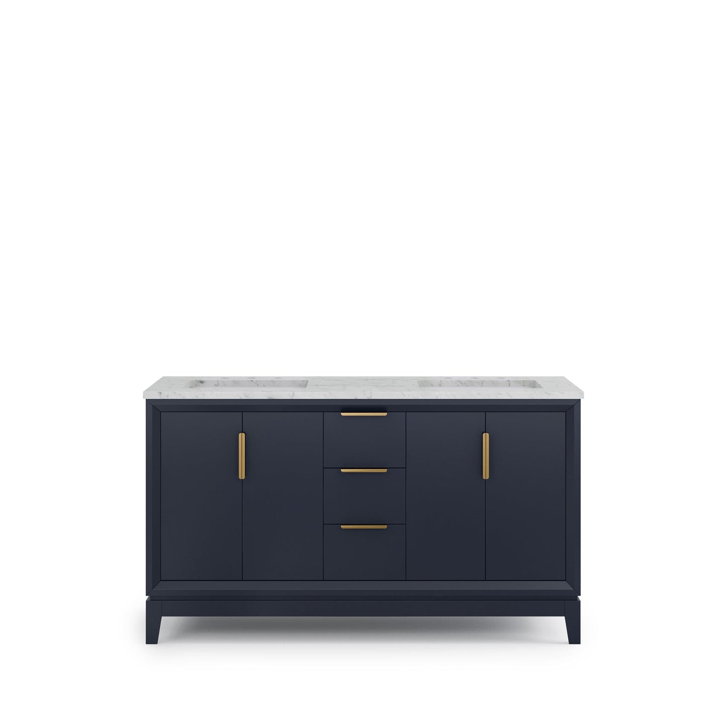 Water Creation EL60CW06MB-000000000 ELIZABETH 60"W x 34.25"H Monarch Blue Double-Sink Vanity with Carrara White Marble Countertop (Vanity Only)