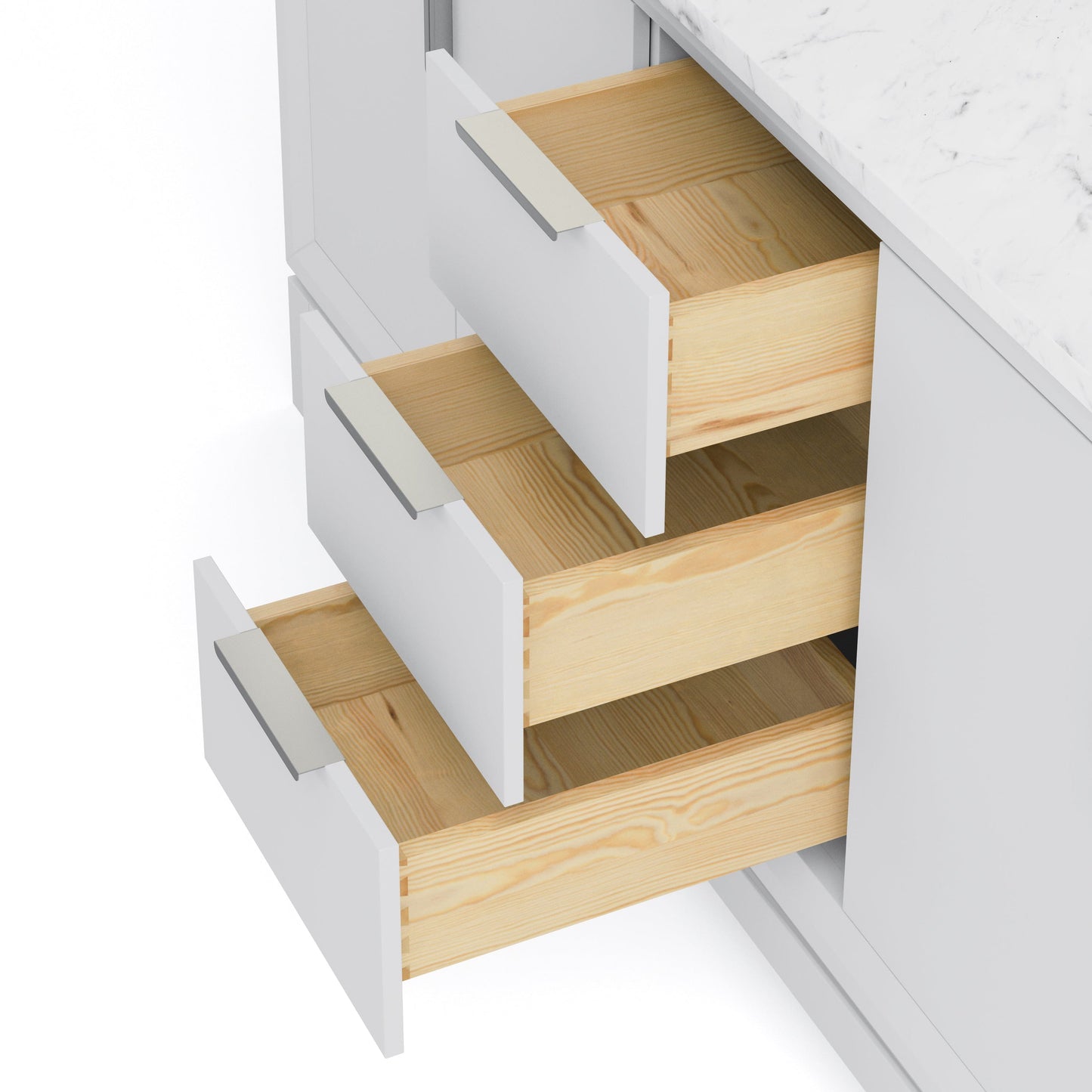 Water Creation EL72CW01PW-000BX0901 ELIZABETH 72"W x 34.25"H Pure White Double-Sink Vanity with Carrara White Marble Countertop + Faucets (F2-0009-01-BX)
