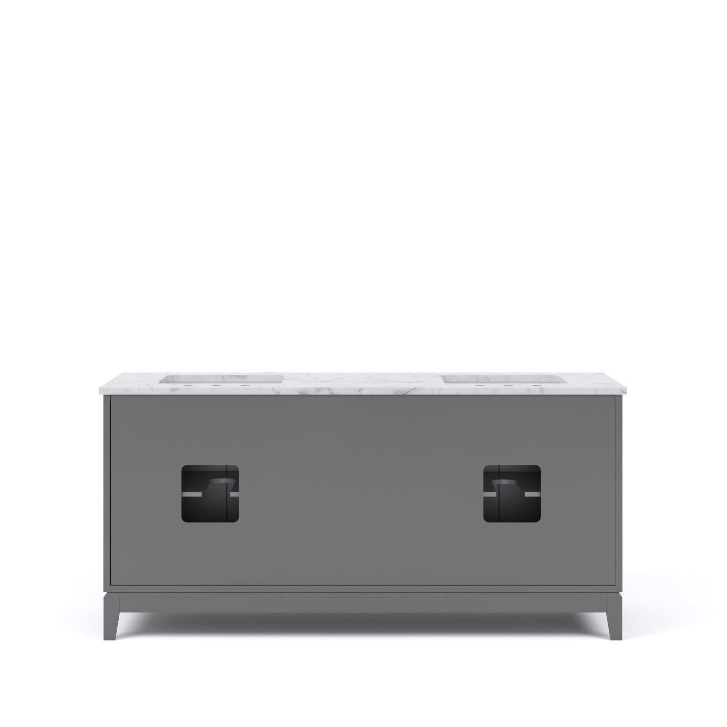 Water Creation EL72CW03CG-000BX0903 ELIZABETH 72"W x 34.25"H Cashmere Gray Double-Sink Vanity with Carrara White Marble Countertop + Faucets (F2-0009-03-BX)