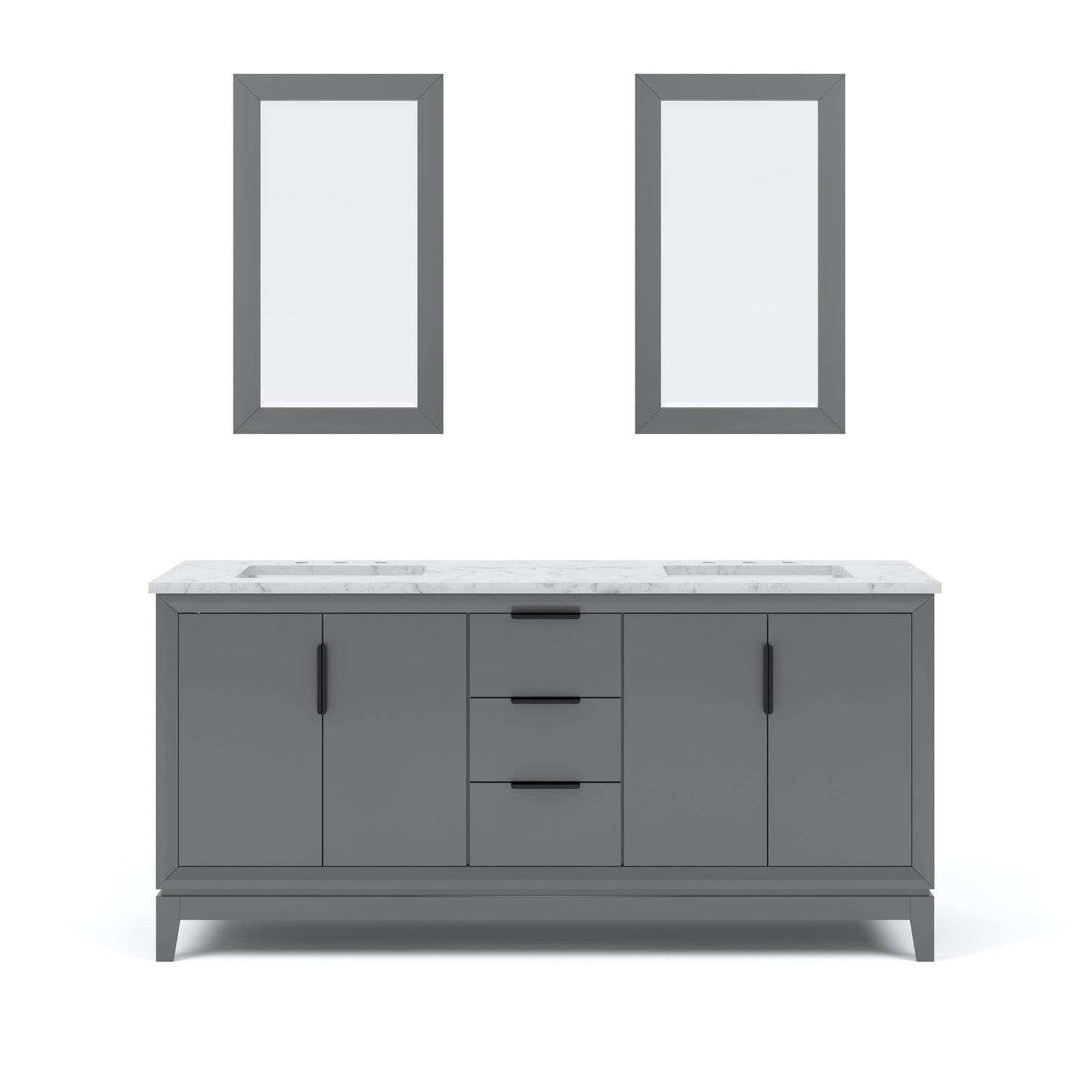 Water Creation EL72CW03CG-R21000000 ELIZABETH 72"W x 34.25"H Cashmere Gray Double-Sink Vanity with Carrara White Marble Countertop + Mirror