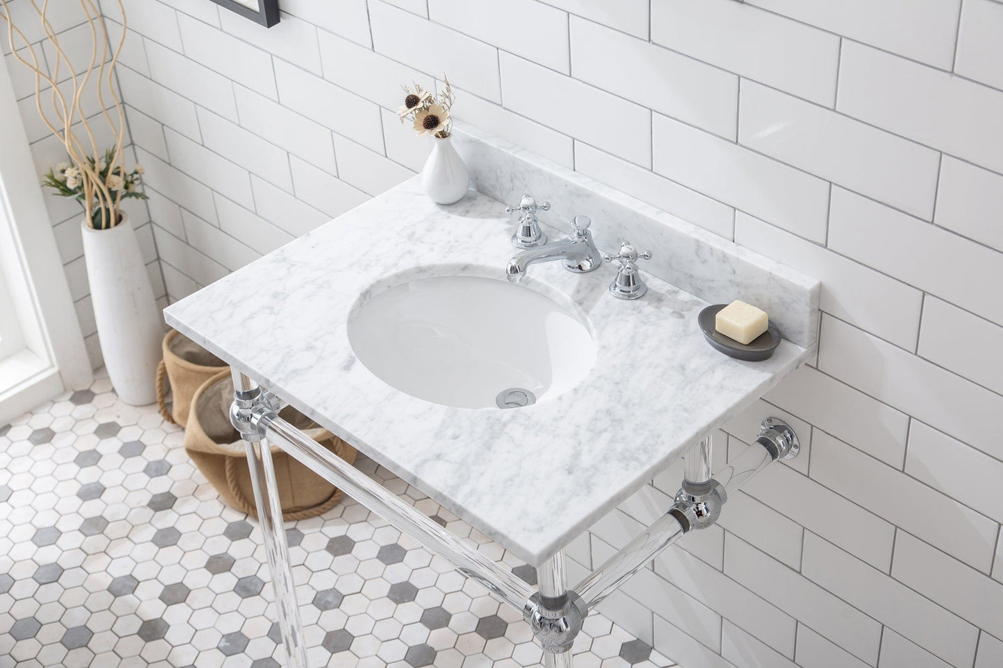Water Creation EP30C-0100 EMPIRE 30"W x 34"H Single Washstand , P-Trap, and Countertop with Sink included, in Chrome Finish