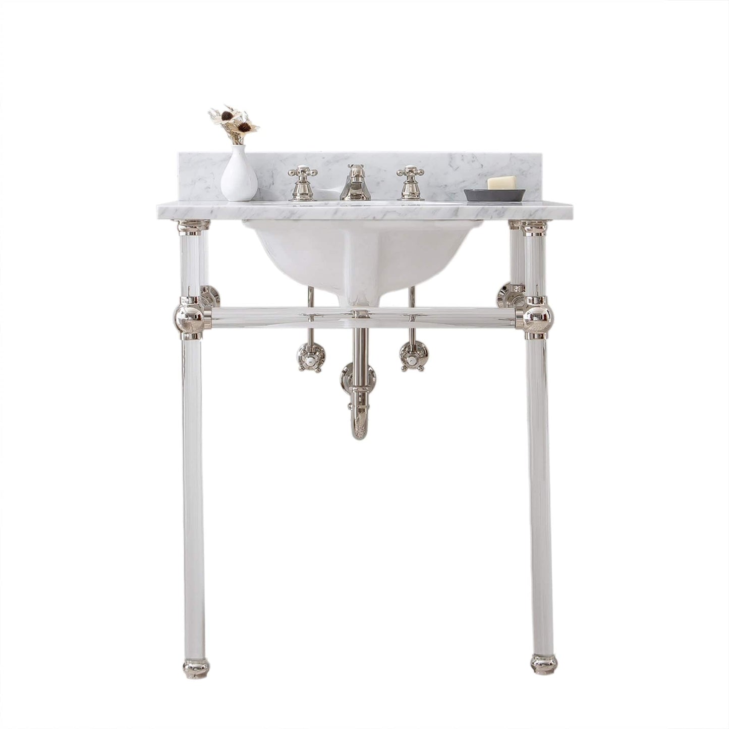 Water Creation EP30D-0509 EMPIRE 30"W x 34"H Single Washstand , P-Trap, Countertop with Sink, and F2-0009 Faucet included, in Polished Nickel Finish
