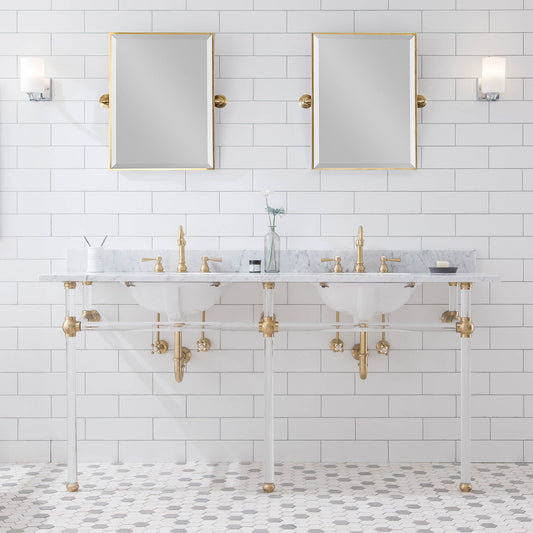 Water Creation EP72C-0600 EMPIRE 72"W x 34"H Double Washstand , P-Trap, and Countertop with Sink included, in Satin Gold Finish