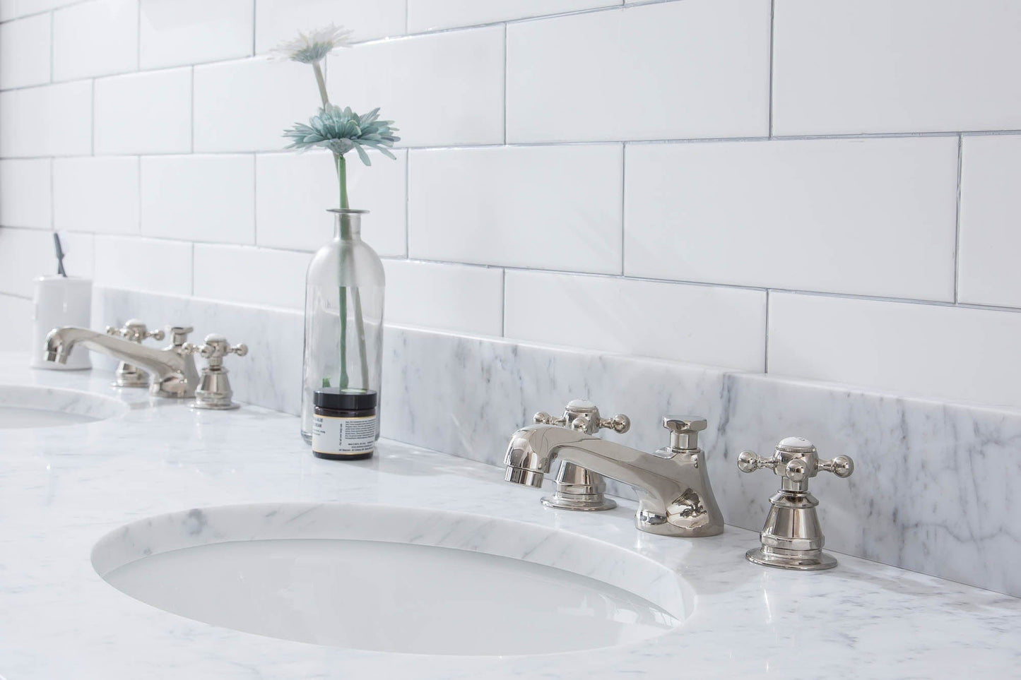 Water Creation EP72D-0509 EMPIRE 72"W x 34"H Double Washstand , P-Trap, Countertop with Sink, and F2-0009 Faucet included, in Polished Nickel Finish