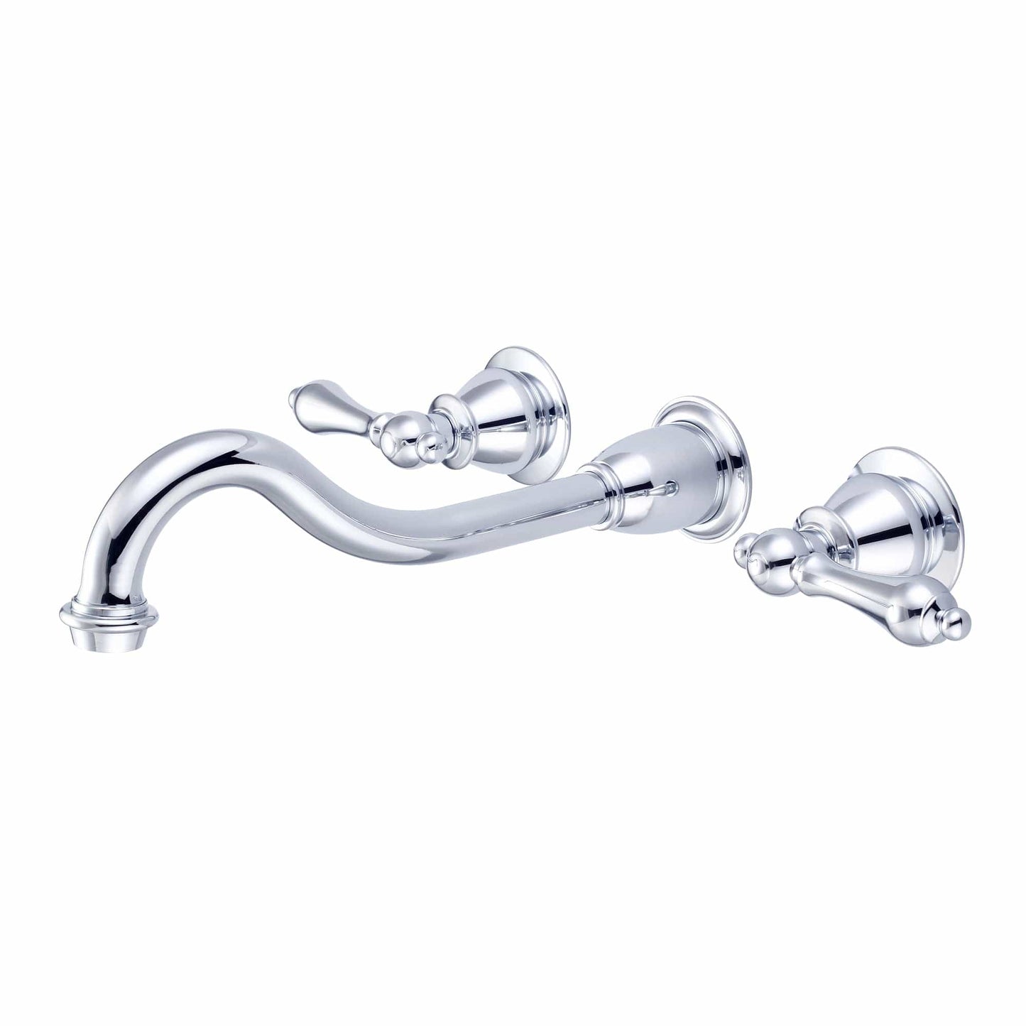 Water Creation F4-0001-01-AL Elegant Spout Wall Mount Vessel Bathroom Faucets in Chrome Finish, With Metal Lever Handles Without Labels