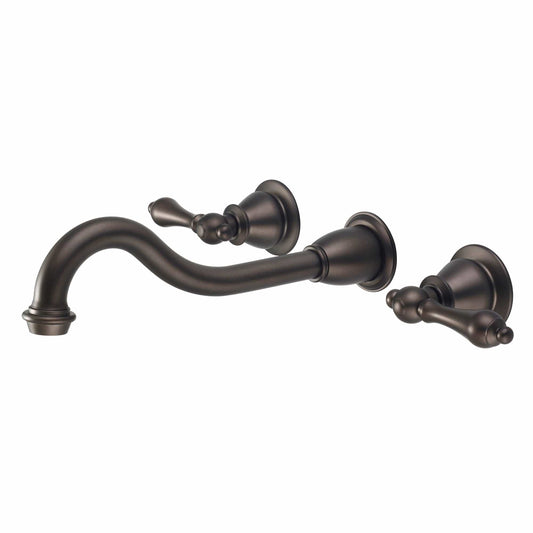 Water Creation F4-0001-03-AL Elegant Spout Wall Mount Vessel Bathroom Faucets in Oil Rubbed Bronze Finish, With Metal Lever Handles Without Labels