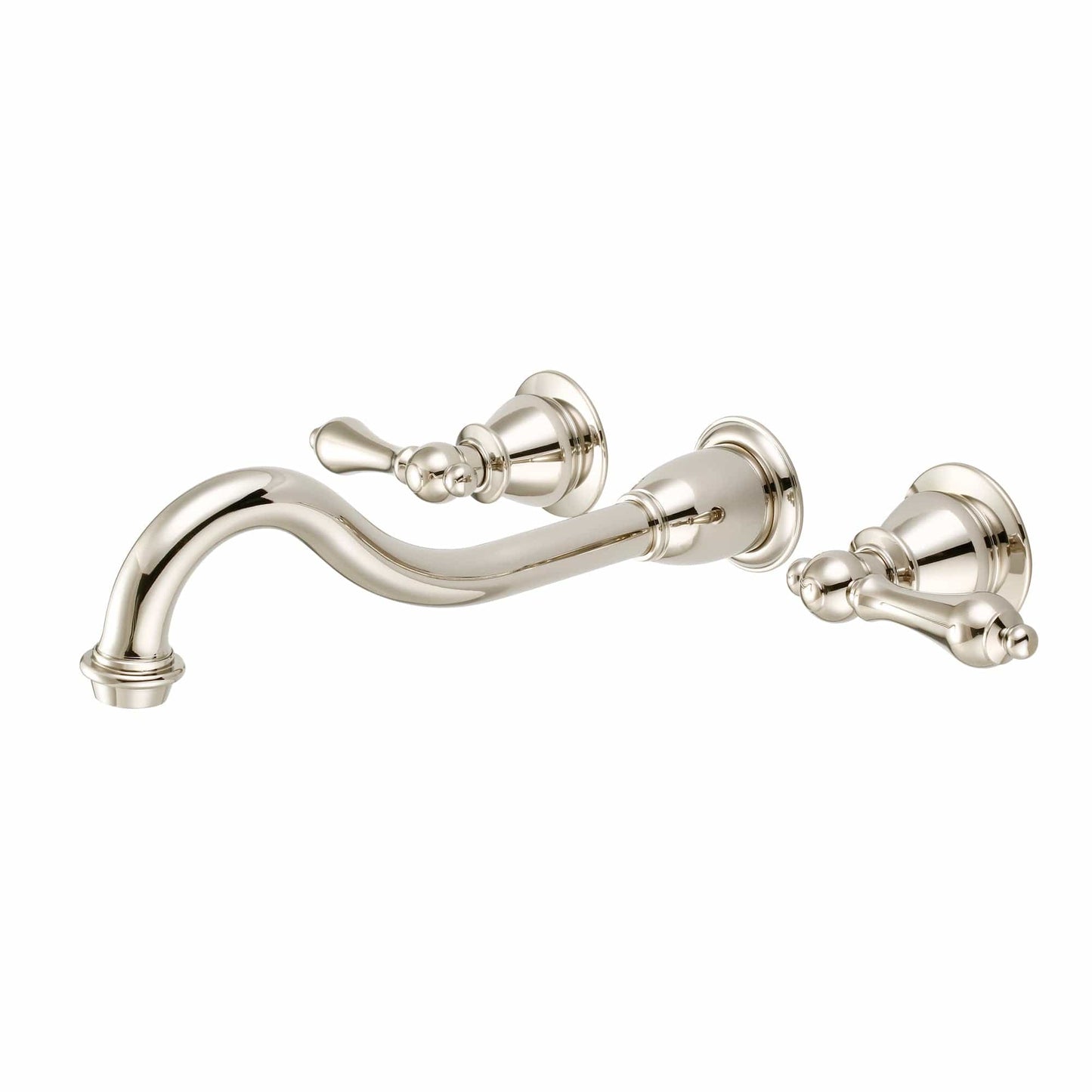 Water Creation F4-0001-05-AL Elegant Spout Wall Mount Vessel Bathroom Faucets in Polished Nickel Finish, With Metal Lever Handles Without Labels