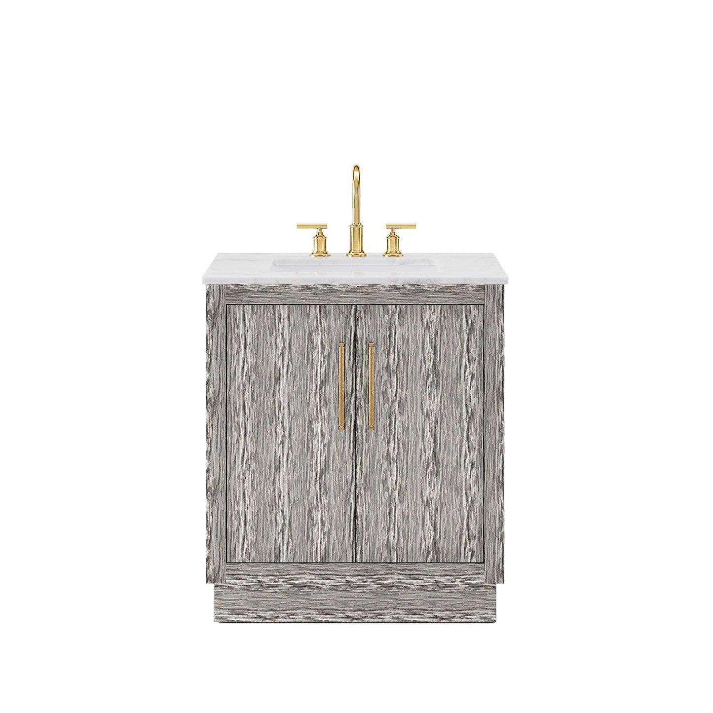 Water Creation HU30CW06GK-000000000 HUGO 30"W x 34.3"H Gray Oak Single-Sink Vanity with Carrara White Marble Countertop (C) (Vanity Only)