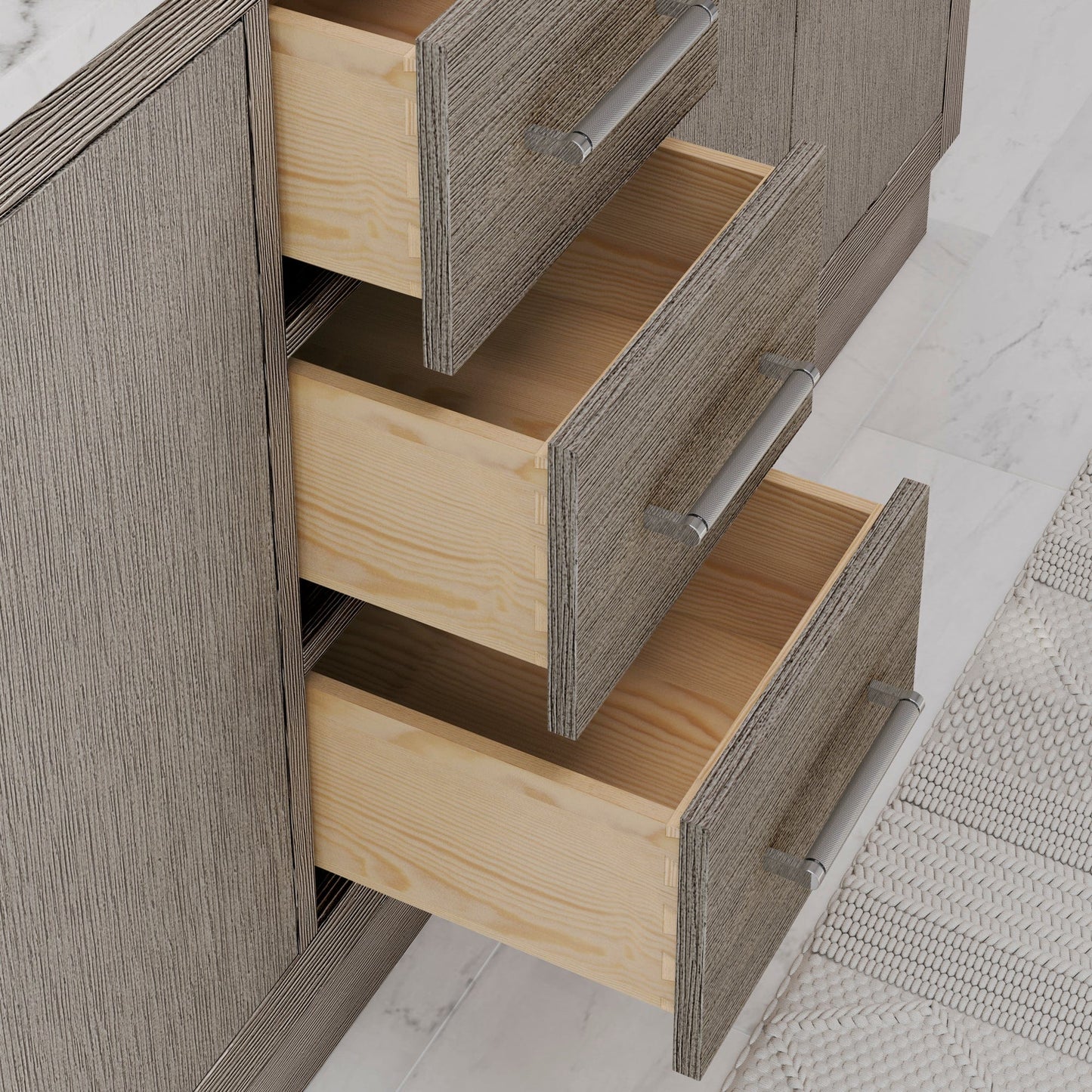 Water Creation HU72CW01GK-000000000 HUGO 72"W x 34.3"H Gray Oak Double-Sink Vanity with Carrara White Marble Countertop (A) (Vanity Only)