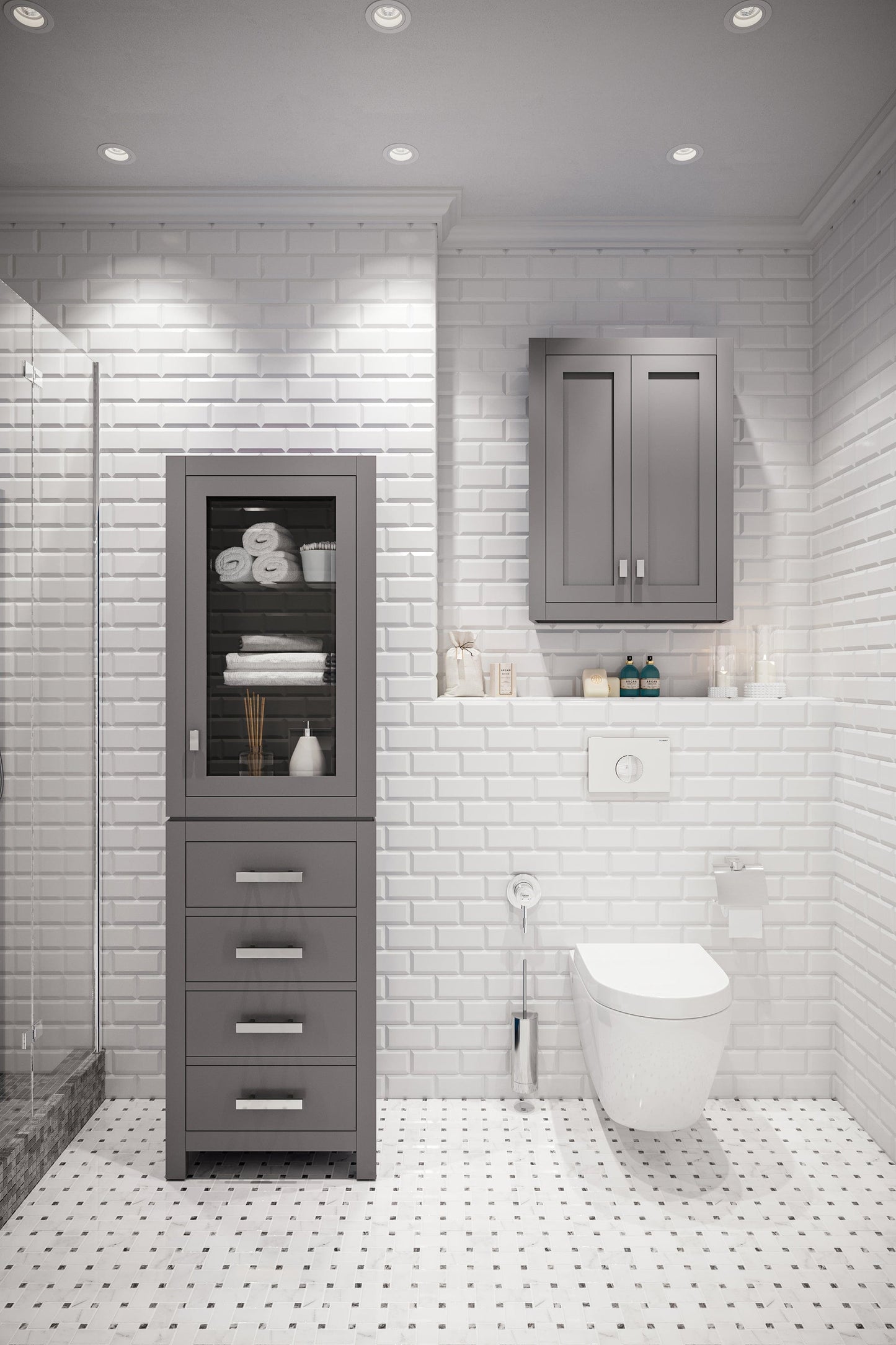 Water Creation MADISON-LC-G Madison Collection Linen Cabinet In Cashmere Grey