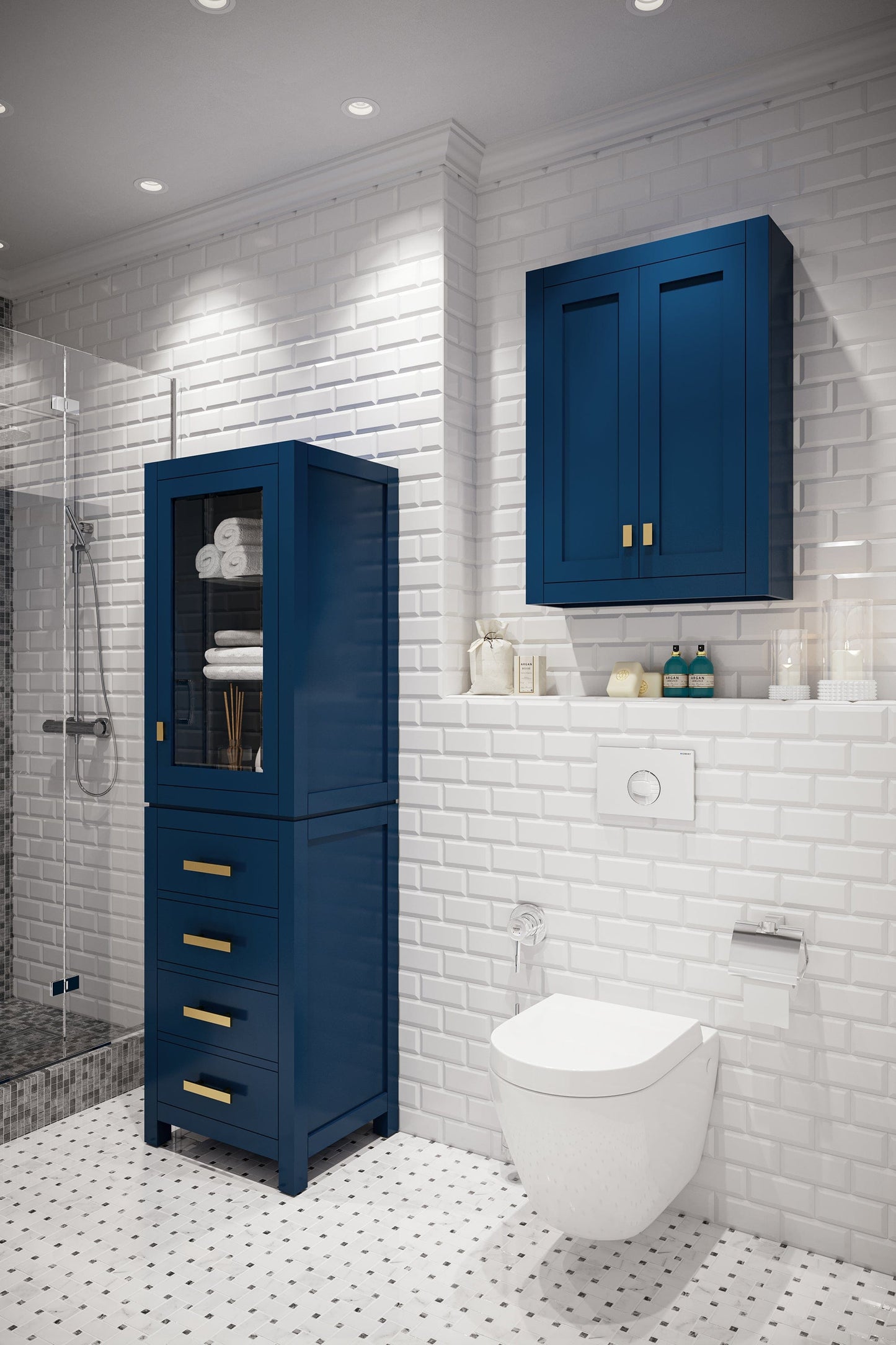 Water Creation MADISON-LC-MB Madison Collection Linen Cabinet In Monarach Blue