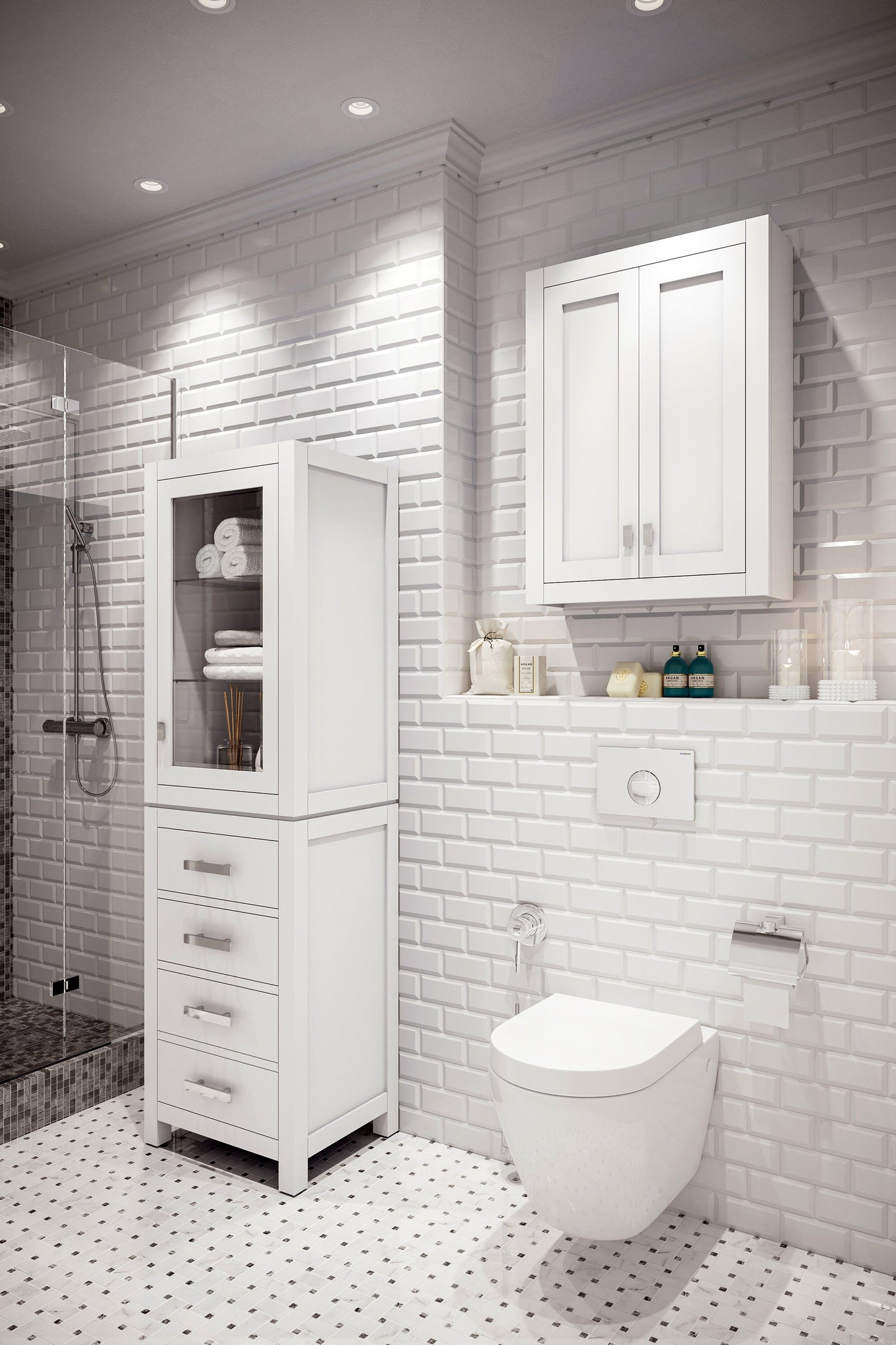 Water Creation MADISON-LC-W Madison Collection Linen Cabinet In White