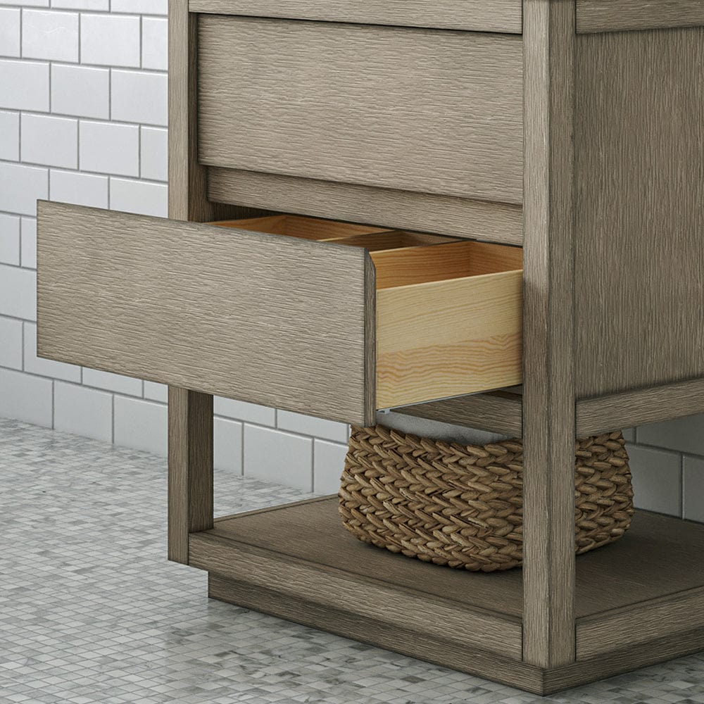 Water Creation OA30CW00GK-R21BL1403 OAKMAN 30"W x 34.3"H Gray Oak Single-Sink Vanity with Carrara White Marble Countertop + ORB Faucet and Rectangular Mirror