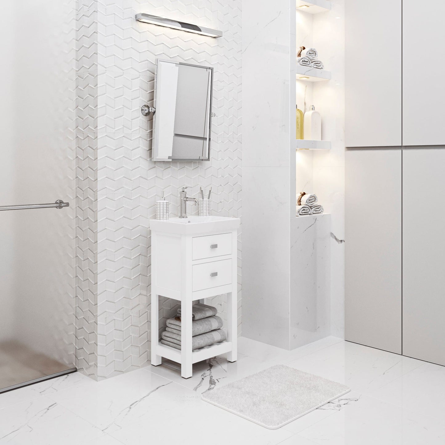 Water Creation VE18CR01PW-000000000 VERA 17.3"W x 34.4"H Pure White Vanity