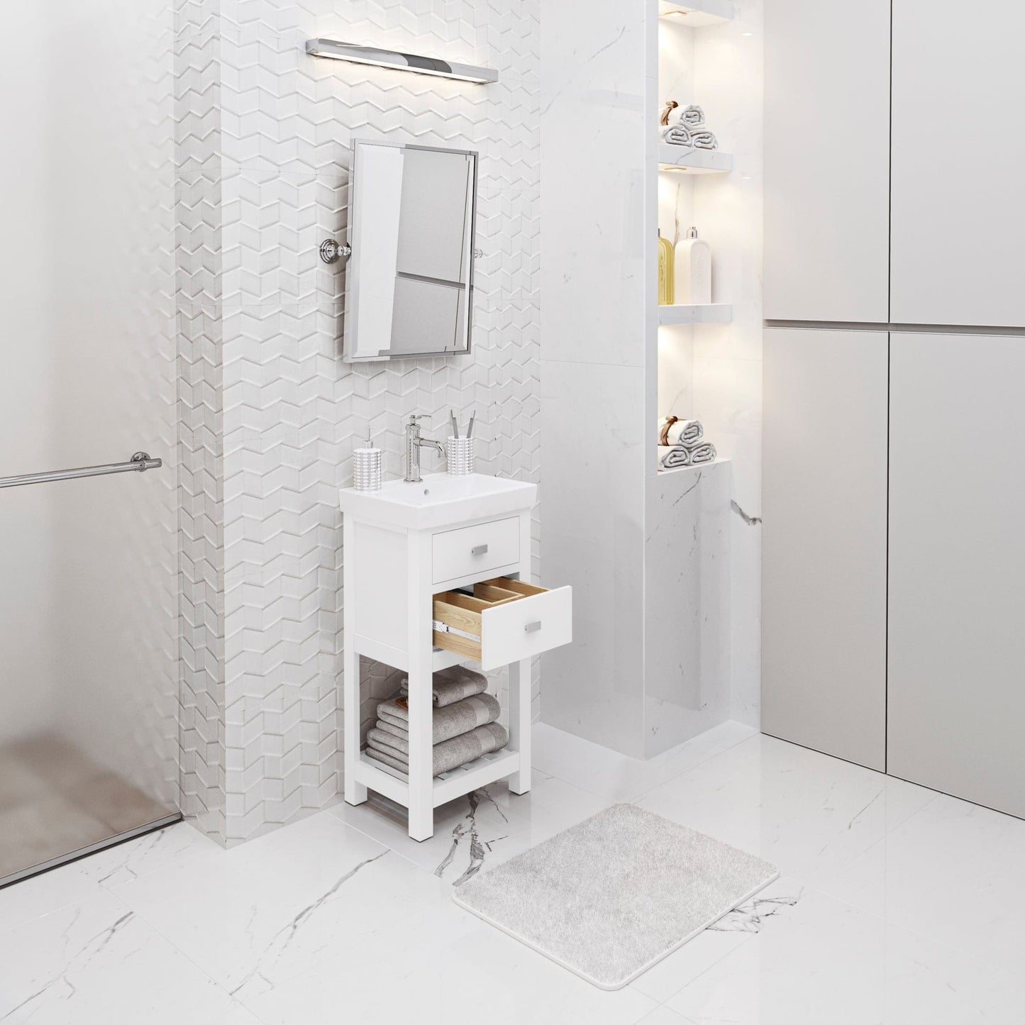 Water Creation VE18CR01PW-000000000 VERA 17.3"W x 34.4"H Pure White Vanity