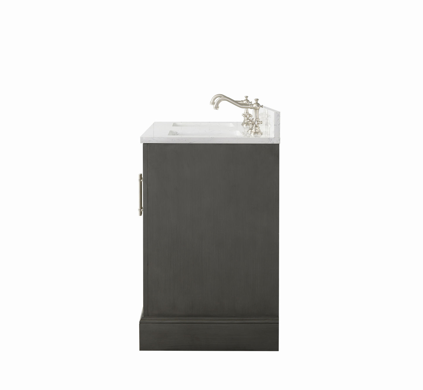 60 Inch Double Sink Bathroom Vanity in Gray with Marble Countertop & Backsplash - Vanity Art VA5060-DSG