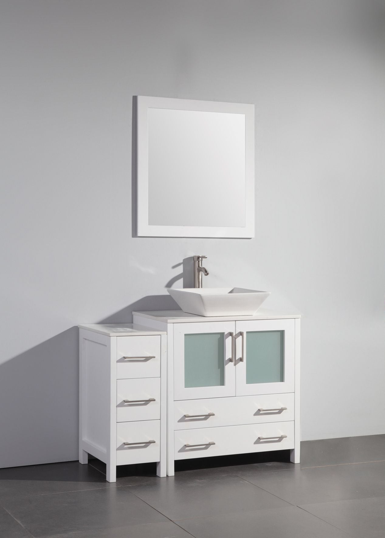 42 Inch Single Sink Bathroom Vanity in White with Marble Countertop - Vanity Art VA3130-42W