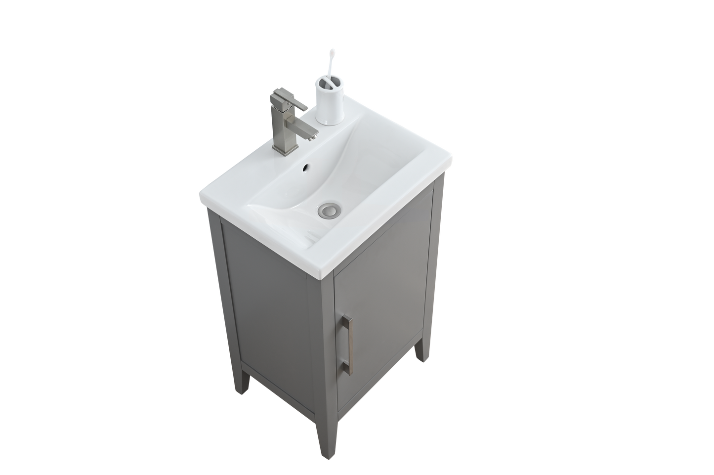 20 Inch Single Sink Bathroom Vanity in Cashmere Gray with Ceramic Top - Vanity Art VA9020-G