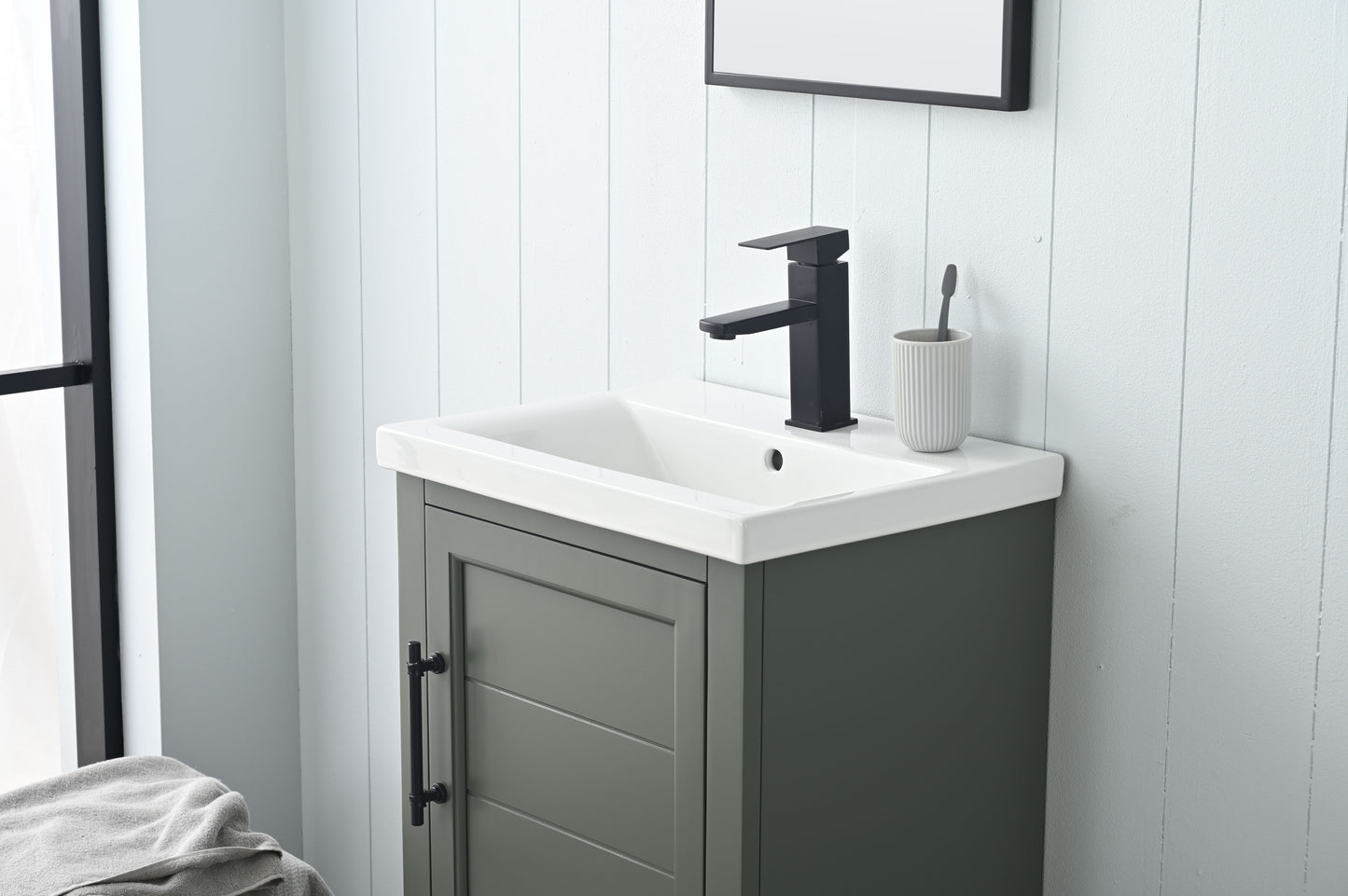 20 Inch Single Sink Bathroom Vanity in Vintage Green with Ceramic Sink and Countertop - Vanity Art VA5020-VG