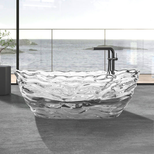 Freestanding Solid Surface Resin Bathtub 69 Inch x 29.5 Inch - Vanity Art VA6922-PW