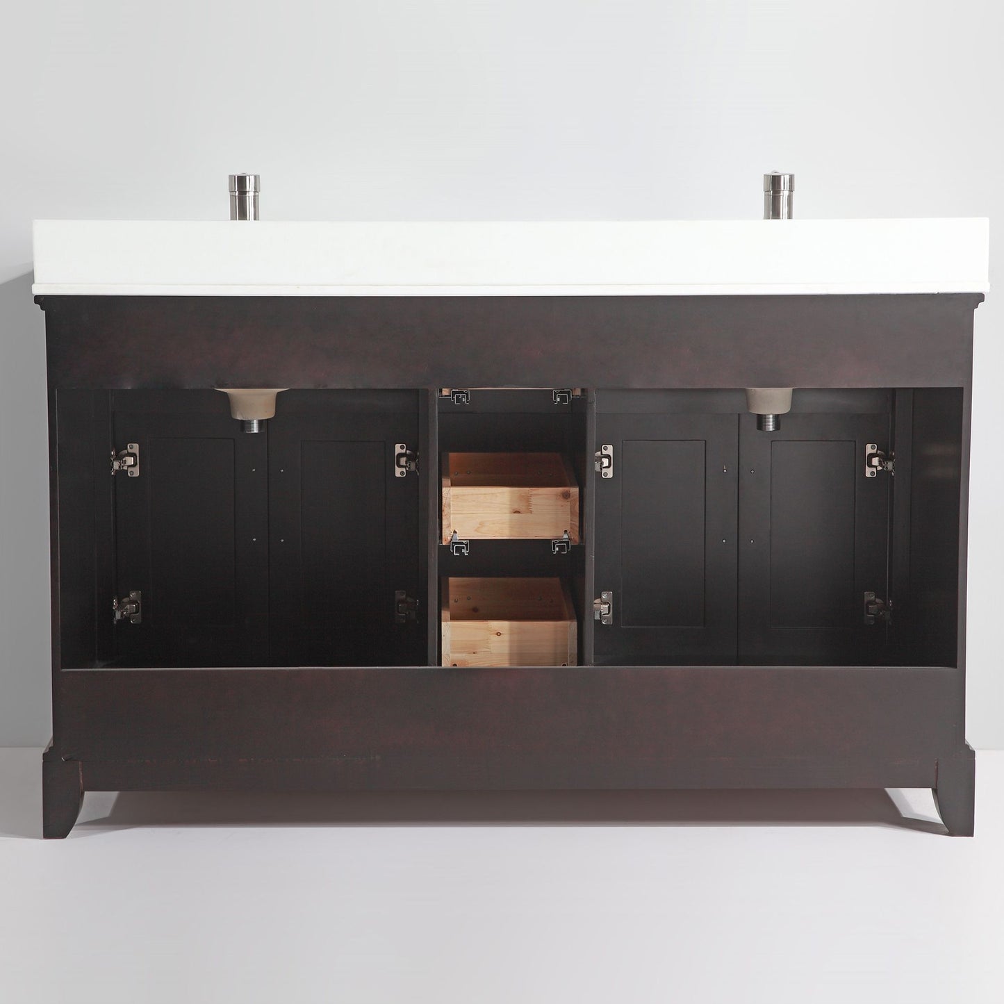 72 Inch Single Sink Bathroom Vanity in Espresso with White Marble Countertop - Vanity Art VA1072DE