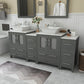 72 Inch Double Sink Bathroom Vanity in Gray with Marble Countertop - Vanity Art VA3124-72G