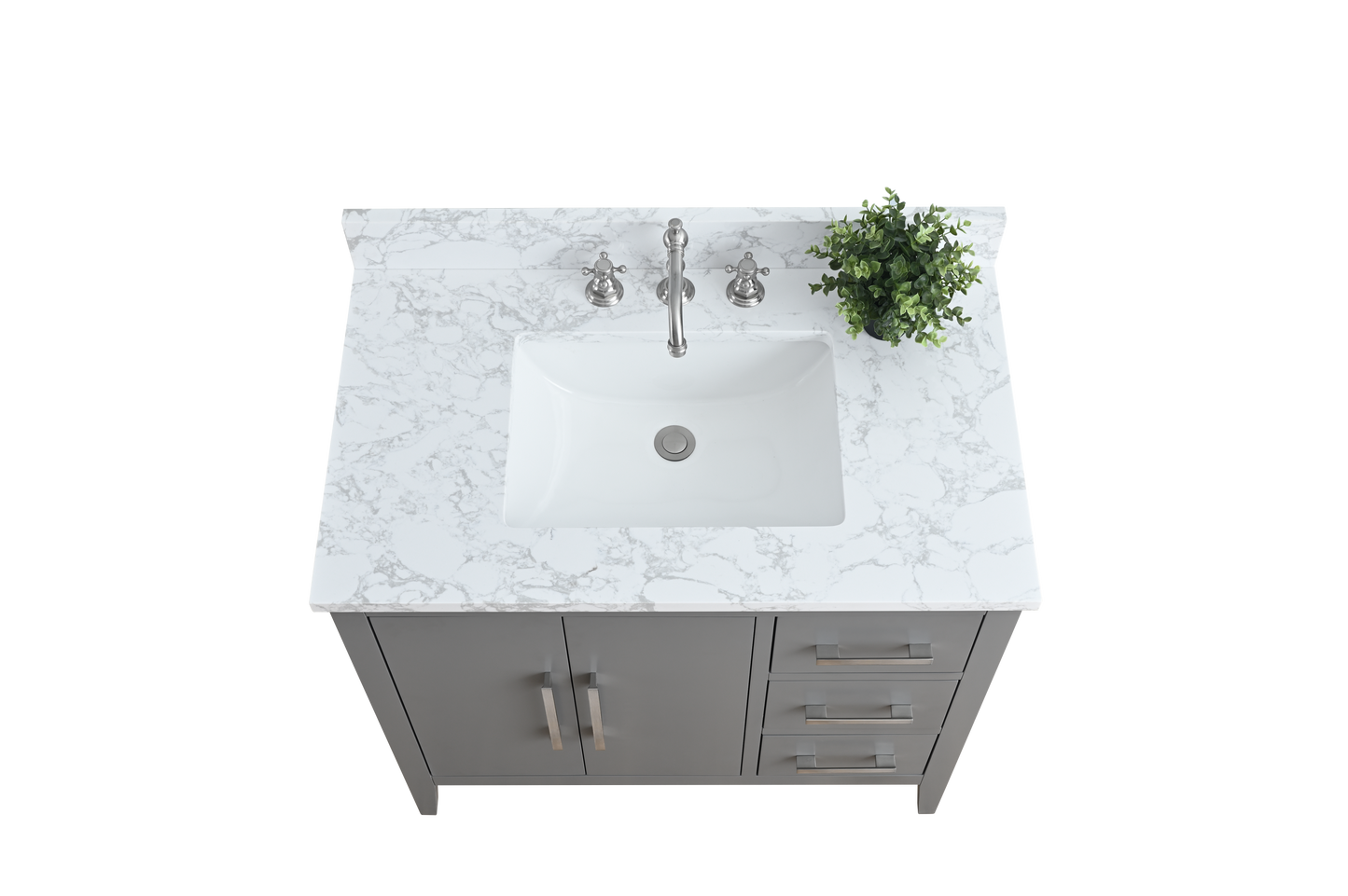 36 Inch Single Sink Bathroom Vanity in Cashmere Gray with Marble Countertop - Vanity Art VA9036-G