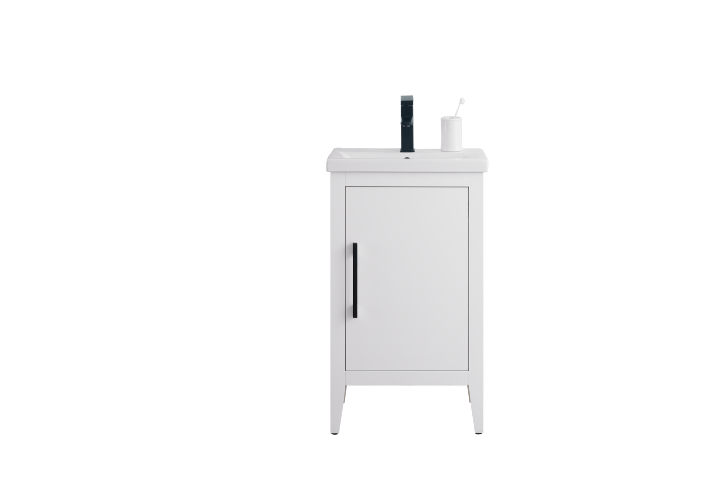 20 Inch Single Sink Bathroom Vanity in White with Ceramic Top - Vanity Art VA9020-W