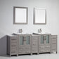 84 Inch Double Sink Bathroom Vanity in Gray with Ceramic Countertop - Vanity Art VA3024-84G