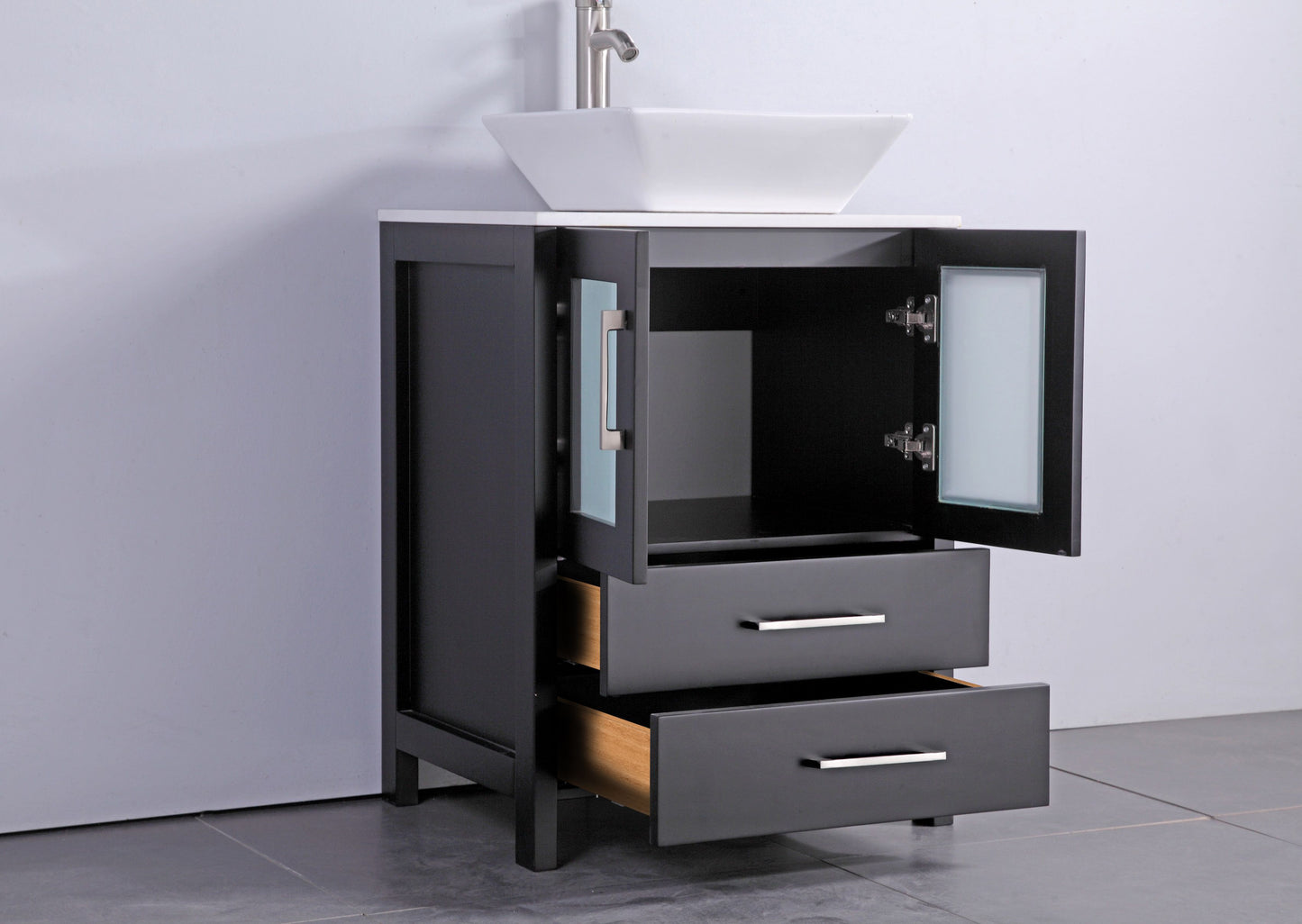 84 Inch Double Sink Bathroom Vanity in Espresso with Marble Countertop - Vanity Art VA3124-84E