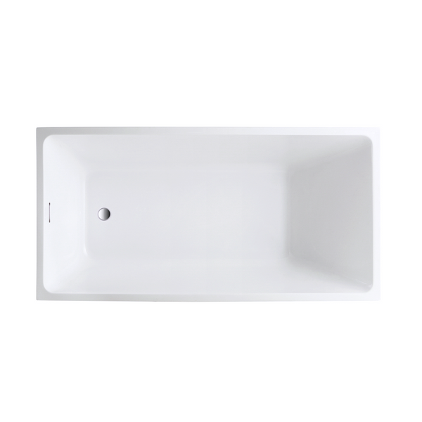 55 Inch Freestanding White Acrylic Bathtub with Overflow And Pop-Up Drain - Vanity Art VA6816B-M