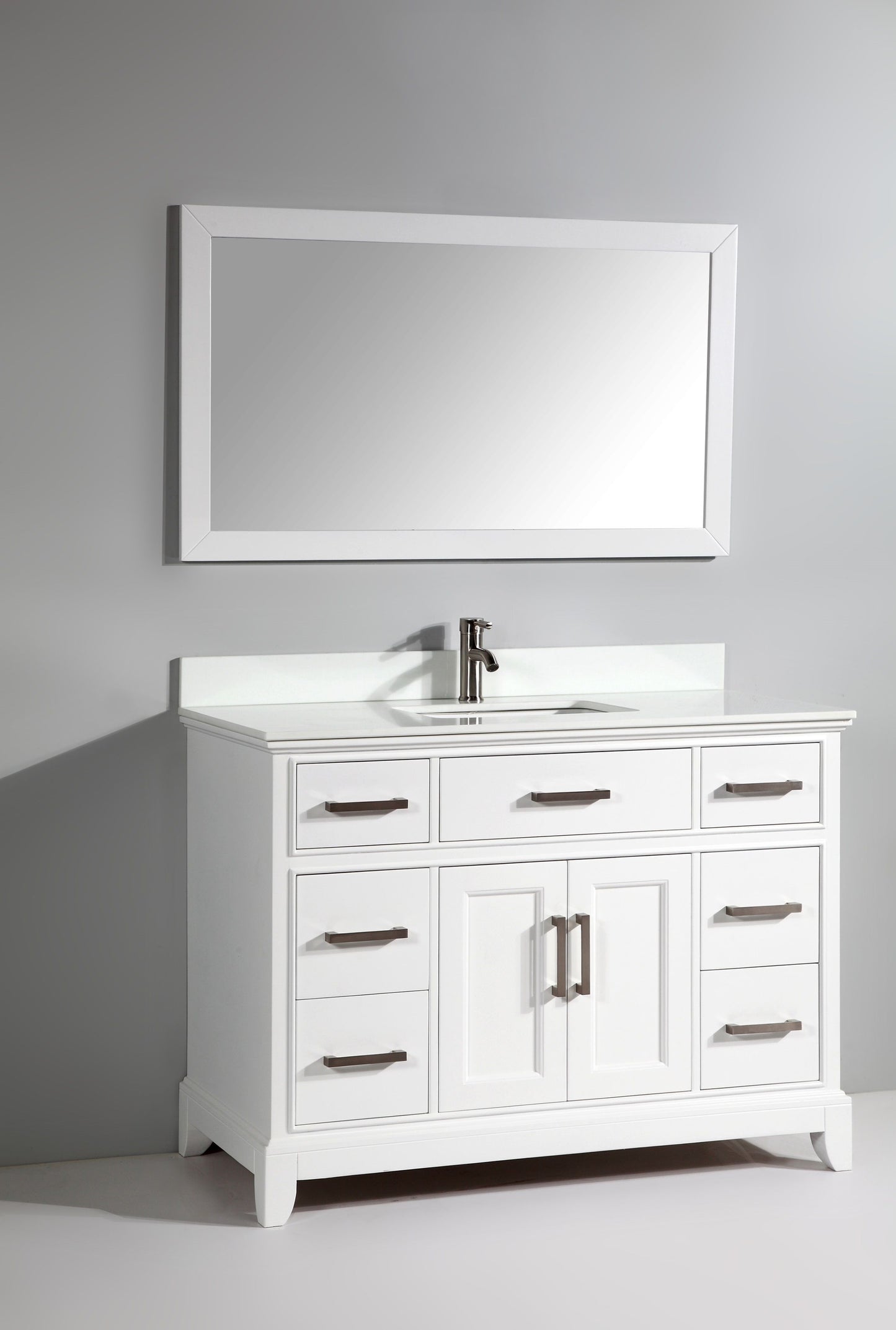 60 Inch Single Sink Bathroom Vanity in White with White Marble Countertop - Vanity Art VA1060SW