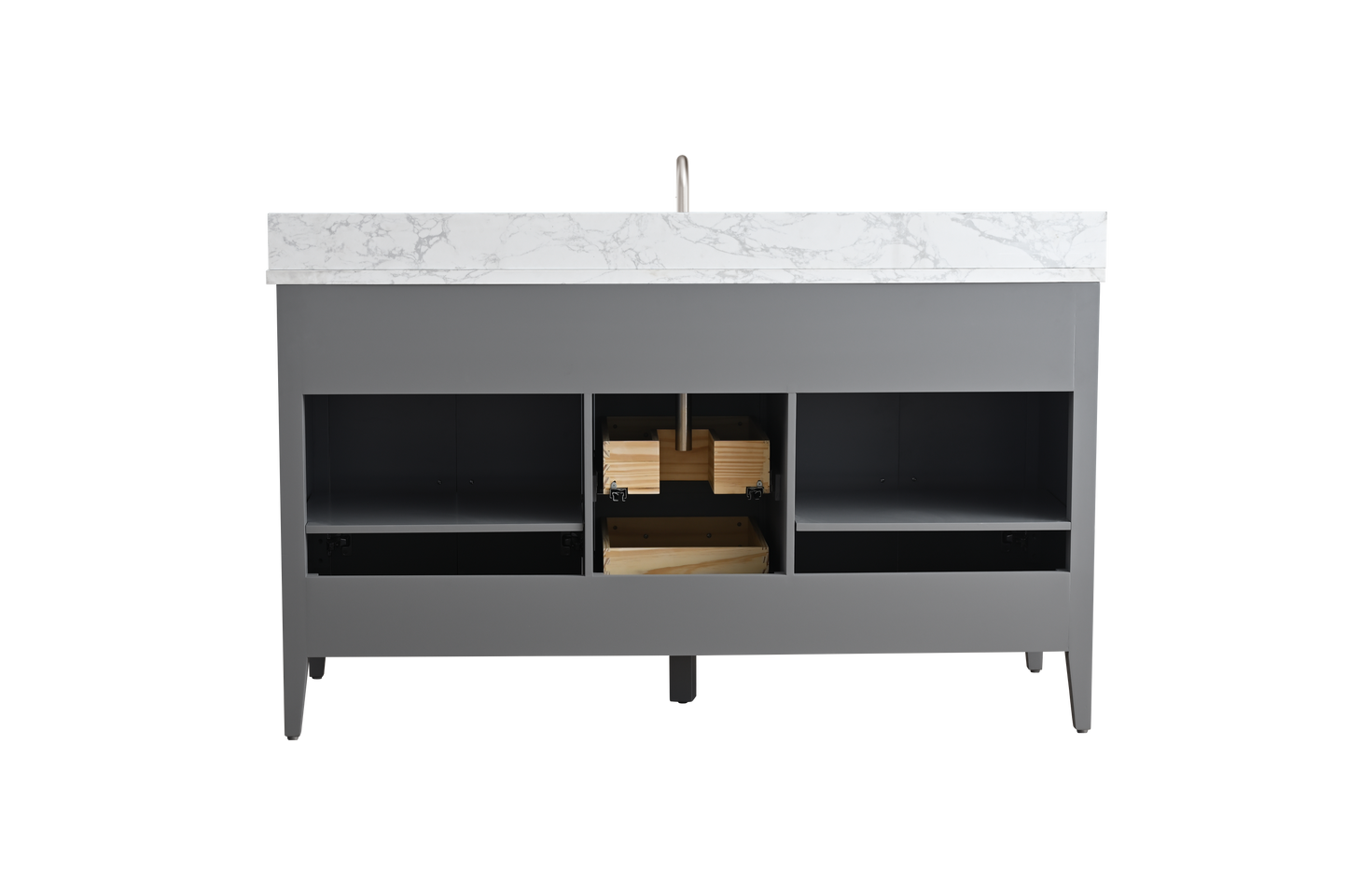 60 Inch Single Sink Bathroom Vanity in Cashmere Gray with Marble Countertop - Vanity Art VA9060-SG