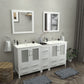 72 Inch Double Sink Bathroom Vanity in White with Ceramic Countertop - Vanity Art VA3030-72W