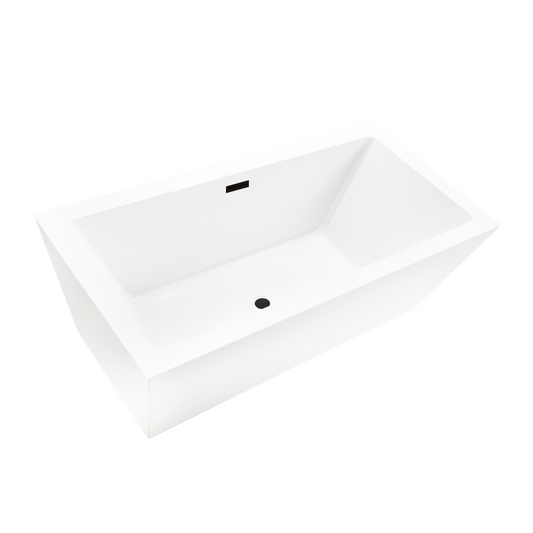 59 Inch Freestanding White Acrylic Bathtub with Overflow And Pop-Up Drain - Vanity Art VA6814-S-ORB