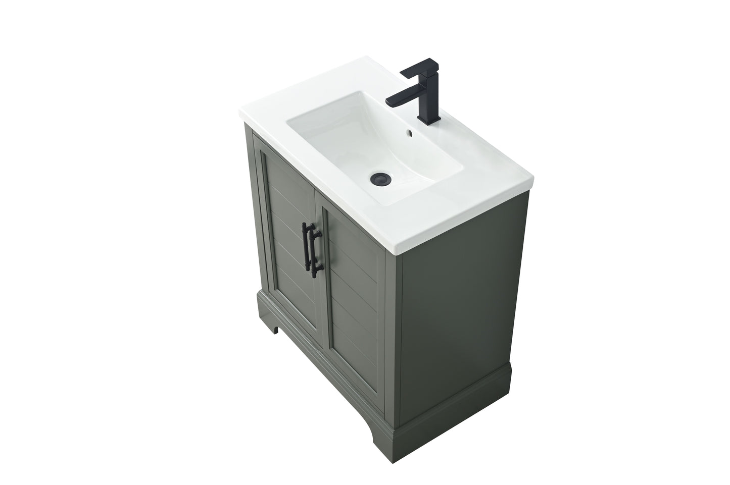 30 Inch Single Sink Bathroom Vanity in Vintage Green with Ceramic Sink and Countertop - Vanity Art VA5030-VG