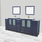 84 Inch Double Sink Bathroom Vanity in Blue with Ceramic Countertop - Vanity Art VA3024-84B